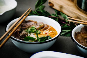 spicy vietnamese noodle soup: bun bo hue recipe  